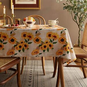 Joyfol Day Sunflower Tablecloth,Orange Floral Table Cloth for Rectangle Tables,Waterproof Resistant Durable Flower Table Cover for Kitchen Dining Room(54 X 78 INCH)