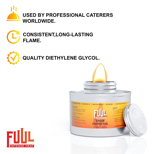 FUUL – Chafing Fuel Dish Burner Cans – 12 Pack – Chafing Dish Fuel Cans Burners To Keep Food Warm with 6-Hours Burning Capacity – Cooking Fuel For Chafing Dishes – 1 Opener Included for Opening Seal | The Storepaperoomates Retail Market - Fast Affordable Shopping