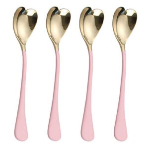 HISSF Dessert Spoons, Heart Shaped Spoons, 18/10 Stainless Steel Spoon Set 4 Pack, 6.7 inches, Ice Cream Spoons, Stirring Spoon