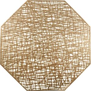 U’Artlines Octagonal Placemats Hollow Out Mats Vinyl Non-Slip Heat Insulation Kitchen Table Mats(Octagonal Gold, 6pcs)