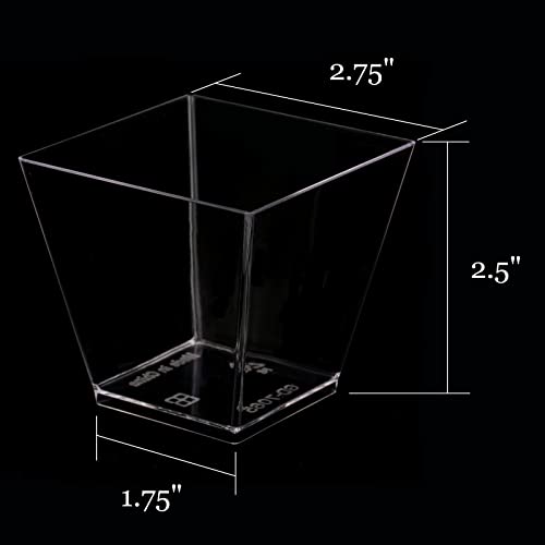 Tosnail 80 Pack 7 Oz Capacity Square Clear Plastic Dessert Tumbler Cups with 100 Spoons | The Storepaperoomates Retail Market - Fast Affordable Shopping