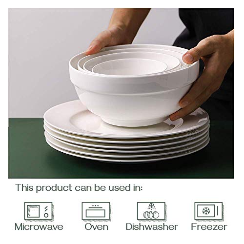 DOWAN 64/42/22/12 Ounce Serving Bowls for Christmas, Porcelain Mixing Bowls, White Ceramic Bowl Sets, Versatile Prep Bowls for Kitchen, Scratch Resistant, Oven & Microwave & Dishwasher Safe, Set of 4 | The Storepaperoomates Retail Market - Fast Affordable Shopping
