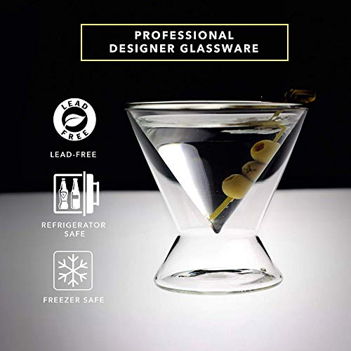 Dragon Glassware Martini Glasses, Stemless Clear Double Wall Insulated Cocktail Glass, Unique and Fun Gift for Espresso Martini Lovers, Keeps Drinks Cold Longer, 7 oz Capacity, Set of 2 | The Storepaperoomates Retail Market - Fast Affordable Shopping