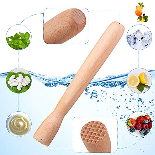 Wooden Cocktail Muddler Drinks Muddler Bar Muddler and 12 Inches Spiral Mixing Spoon Stainless Steel Shaker Spiral Spoon for Making Cocktails Drinks Juice (Simple Style) | The Storepaperoomates Retail Market - Fast Affordable Shopping