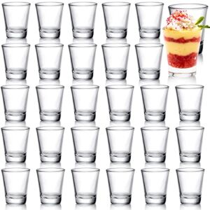 Tebery 30 Pack Round Shot Glasses Bulk Sets with Heavy Base, 2 Ounces Tequila Cups Small Glass Shot Cups, Clear Whiskey Shot Glass Set for Vodka, Whiskey, Tequila, Espresso, Liquor