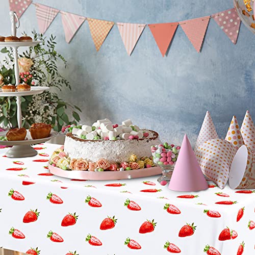 Strawberry Tablecloth Strawberry Birthday Party Decorations Strawberry Tablecovers Plastic Strawberry Tablecloth for Girls Sweet One Party Berry First Birthday Baby Shower Decor Supplies (2 Pieces) | The Storepaperoomates Retail Market - Fast Affordable Shopping