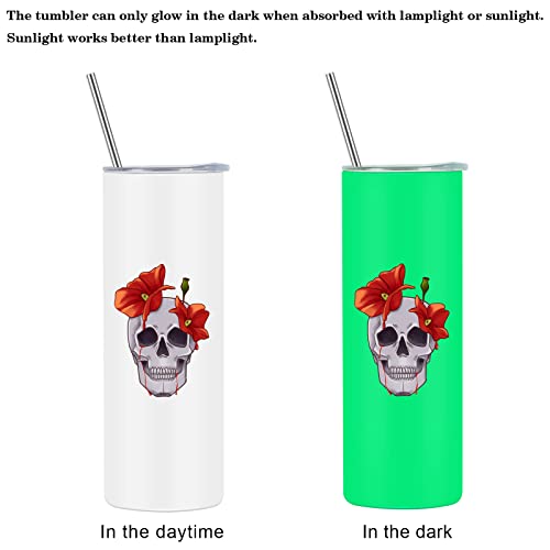 20 Oz Sublimation Skinny Tumbler Glow in the dark, 2 Pack Luminous Straight Skinny Tumbler Bulk with Sublimation Shrink Wrap Films, Stainless Steel Skinny Tumbler For Women Friends Sisters,White | The Storepaperoomates Retail Market - Fast Affordable Shopping