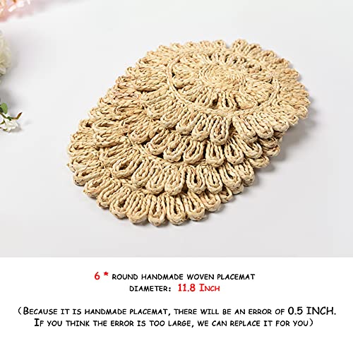 IcosaMro Round Woven Placemats for Dining Table Set of 6, 11 Inch Small Boho Placemats Natural Braided Rattan Rustic Wicker Charger Plates for Holiday Thanksgiving Christmas Farmhouse, Beige | The Storepaperoomates Retail Market - Fast Affordable Shopping