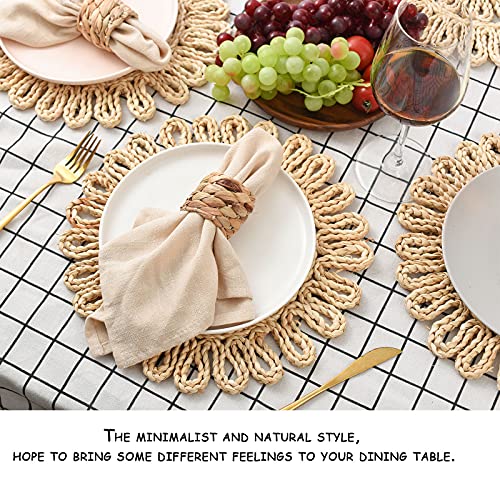 IcosaMro Round Woven Placemats for Dining Table Set of 6, 11 Inch Small Boho Placemats Natural Braided Rattan Rustic Wicker Charger Plates for Holiday Thanksgiving Christmas Farmhouse, Beige | The Storepaperoomates Retail Market - Fast Affordable Shopping