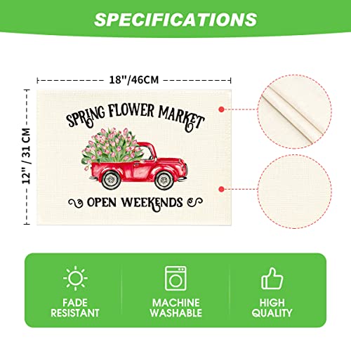 Artoid Mode Watercolor Stripes Spring Flowers Truck Placemat for Dining Table, 12 x 18 Inch Truck Bicycle Holiday Rustic Washable Table Mat Set of 4 | The Storepaperoomates Retail Market - Fast Affordable Shopping