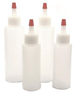 4 Pack Combo (2 Each: 4 Oz, 2 Oz) Mini Squeeze Bottles – Food Grade Translucent BPA-Free LDPE w Yorker Cap for Arts, Crafts, Glue, Icing, Sauce, Condiments, Cake Decorating 60mL 120mL