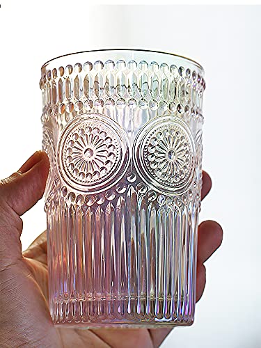 Kingrol 6 Pack 12 oz Romantic Water Glasses, Rainbow Drinking Glasses Tumblers, Vintage Glassware Set for Juice, Beverages, Beer, Cocktail | The Storepaperoomates Retail Market - Fast Affordable Shopping