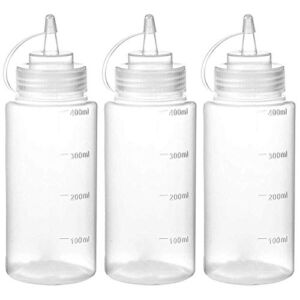 13 oz Plastic Squeeze Squirt Condiment Bottle for Ketchup Salad Dressing Mustard Olive Oil, 400 mL Set of 3