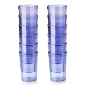 New Star Foodservice 46625 Tumbler Beverage Cup, Stackable Cups, Break-Resistant Commercial SAN Plastic, 8 oz, Blue, Set of 12