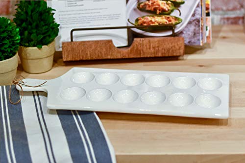Mud Pie – 40700083 Mud Pie Deviled Egg Tray, 15.25″ x 7″, White, Brown, Black | The Storepaperoomates Retail Market - Fast Affordable Shopping