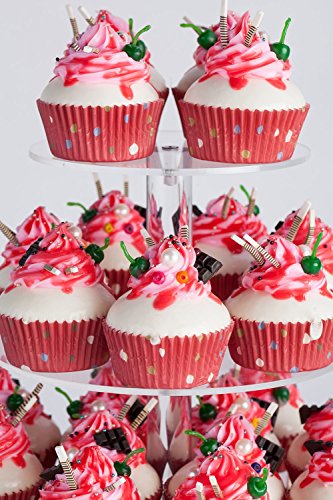 YestBuy 4 Tier Round Acrylic Cupcake Stand with Base, Premium Cupcake Holder, Acrylic Cupcake Tower Display Cady Bar Party Décor – Display for Pastry (4″ Between 2 Layers) | The Storepaperoomates Retail Market - Fast Affordable Shopping
