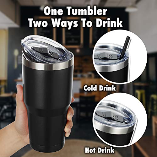 ALOUFEA 30oz Stainless Steel Tumbler, Insulated Coffee Tumbler Cup with Lid and Straw, Double Walled Travel Coffee Mug for Hot & Cold Drinks (Black, 1 Pack) | The Storepaperoomates Retail Market - Fast Affordable Shopping