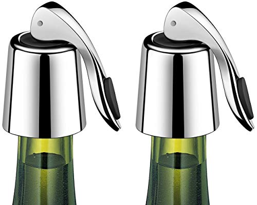ERHIRY Wine Bottle Stopper Stainless Steel, Wine Bottle Plug with Silicone, Expanding Beverage Bottle Stopper, Reusable Wine Saver, Bottle Sealer Keeps Wine Fresh, Best Gift Accessories (2 PACK) | The Storepaperoomates Retail Market - Fast Affordable Shopping