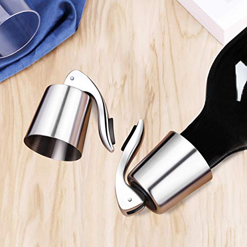ERHIRY Wine Bottle Stopper Stainless Steel, Wine Bottle Plug with Silicone, Expanding Beverage Bottle Stopper, Reusable Wine Saver, Bottle Sealer Keeps Wine Fresh, Best Gift Accessories (2 PACK) | The Storepaperoomates Retail Market - Fast Affordable Shopping