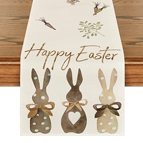 Artoid Mode Carrots Rabbit Bunny Happy Easter Table Runner, Spring Summer Seasonal Holiday Kitchen Dining Table Decoration for Indoor Outdoor Home Party Decor 13 x 72 Inch | The Storepaperoomates Retail Market - Fast Affordable Shopping