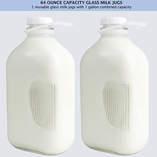 The Dairy Shoppe Heavy Glass Milk Bottles 2 Quart (64 Oz) Jugs with Extra Lids & FREE Pour Spout! (2, 64 oz) | The Storepaperoomates Retail Market - Fast Affordable Shopping