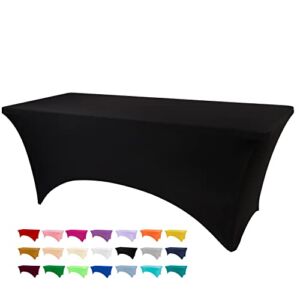 BDDC Stretch Spandex Table Cover, Fitted Table Clothes for 6 Foot Rectangle Tables, Black Table Cloths for Parties, Banquet and Festival (Black, 6 Ft)