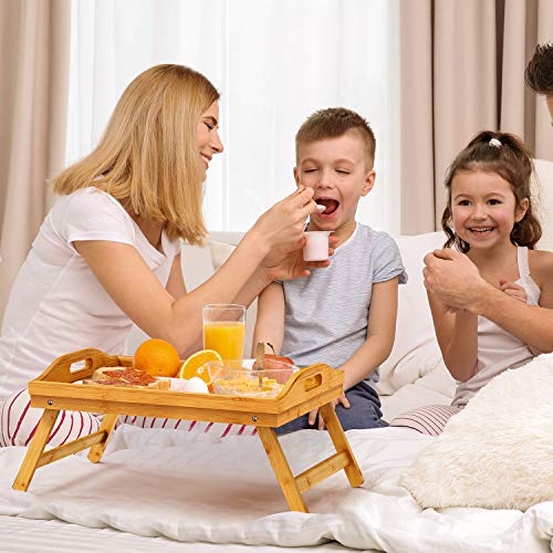 Pipishell Bamboo Bed Breakfast Tray, Bed Trays for Eating with Folding Legs, Food Snack Tray, Used As Lap Tray for Bed, Sofa, Outdoor, Working, Eating, Drawing | The Storepaperoomates Retail Market - Fast Affordable Shopping