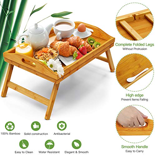 Pipishell Bamboo Bed Breakfast Tray, Bed Trays for Eating with Folding Legs, Food Snack Tray, Used As Lap Tray for Bed, Sofa, Outdoor, Working, Eating, Drawing | The Storepaperoomates Retail Market - Fast Affordable Shopping