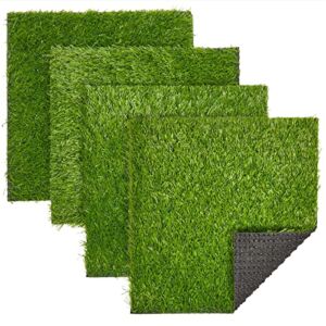 Juvale 4 Pack Artificial Grass Mat Squares, 12×12 in Fake Turf Tiles for Balcony and Patio Decor, Placemats and DIY Crafts