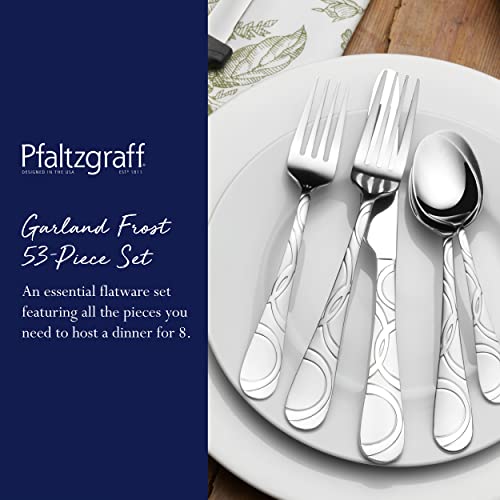 Pfaltzgraff Garland Frost 53-Piece Stainless Steel Flatware Serving Utensil Set and Steak Knives, Service for 8 | The Storepaperoomates Retail Market - Fast Affordable Shopping