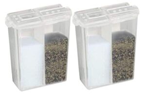 HOME-X Pocket Salt and Pepper Shaker, Dual Seasoning Container, Clear – Set of 2-2” L x 1 ½” W x ¾”H