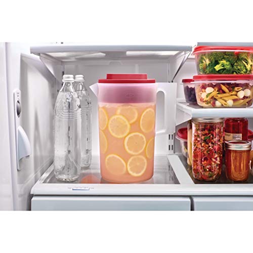 Rubbermaid 2-Piece Pitcher Set with 3 Position Pour Spout Lid for Water, Tea, and Drinks, Dishwasher Safe, 1-Gallon, Clear/Red | The Storepaperoomates Retail Market - Fast Affordable Shopping