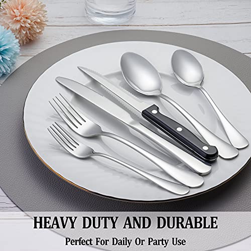 60 Pcs Silverware Set with Steak Knives Service for 10,Stainless Steel Flatware Set,Mirror Polished Cutlery Utensil Set,Home Kitchen Eating Tableware Set,Include Fork Knife Spoon Set,Dishwasher Safe | The Storepaperoomates Retail Market - Fast Affordable Shopping