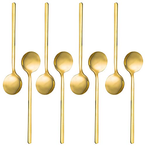 Pack of 8, Gold Plated Stainless Steel Espresso Spoons, findTop Mini Teaspoons Set for Coffee Sugar Dessert Cake Ice Cream Soup Antipasto Cappuccino, 5.3 Inch | The Storepaperoomates Retail Market - Fast Affordable Shopping