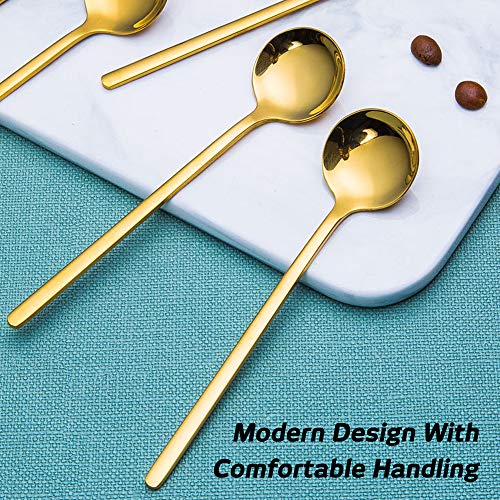 Pack of 8, Gold Plated Stainless Steel Espresso Spoons, findTop Mini Teaspoons Set for Coffee Sugar Dessert Cake Ice Cream Soup Antipasto Cappuccino, 5.3 Inch | The Storepaperoomates Retail Market - Fast Affordable Shopping