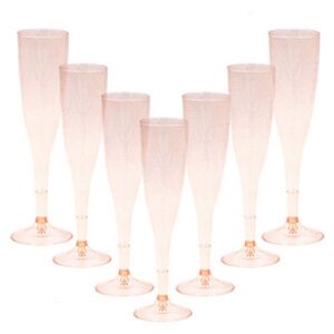 Homy Feel Rose Gold Glitter Plastic Rose Gold Wine Glasses 30 Pack, Champagne Flutes Disposable for Valentine’s Day,Plastic Champagne Flutes,Mimosa Bar Glasses,Valentine’s day Supplies