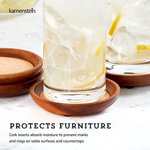 Kamenstein 4 Piece Set, Natural Acacia Wood and Cork Stackable Coasters, Set of 4 | The Storepaperoomates Retail Market - Fast Affordable Shopping