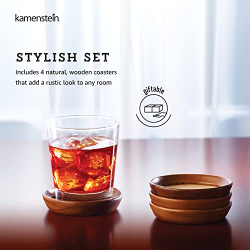 Kamenstein 4 Piece Set, Natural Acacia Wood and Cork Stackable Coasters, Set of 4 | The Storepaperoomates Retail Market - Fast Affordable Shopping
