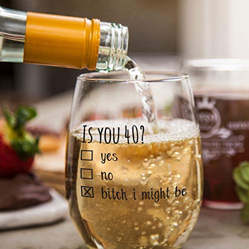 40th Birthday Gifts for Women and Men Wine Glass – Funny Is You 40 Gift Idea for Mom Dad Husband Wife – 40 Year Old Party Supplies Decorations for Him, Her – 15oz | The Storepaperoomates Retail Market - Fast Affordable Shopping