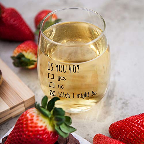 40th Birthday Gifts for Women and Men Wine Glass – Funny Is You 40 Gift Idea for Mom Dad Husband Wife – 40 Year Old Party Supplies Decorations for Him, Her – 15oz | The Storepaperoomates Retail Market - Fast Affordable Shopping