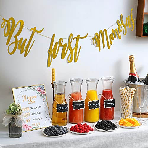 Set of 2 Glass Carafe with Lids, 1 Liter Water Pitcher Carafe for Mimosa Bar, Brunch, Cold Water, Beverage, Wine, Iced Tea, Lemonade – 2 Wooden Chalkboard Tags Included | The Storepaperoomates Retail Market - Fast Affordable Shopping