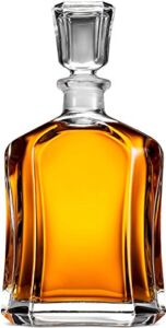Paksh Capitol Glass Decanter with Airtight Geometric Stopper – Whiskey Decanter for Wine, Bourbon, Brandy, Liquor, Juice, Water, Mouthwash. Italian Glass | 23.75 oz