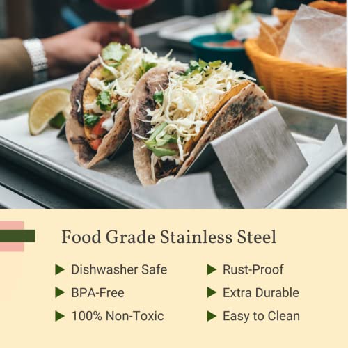 Pack of 4 – Stainless Steel Taco Holder Stand – Truck Tray Style – Each Rack Holds Up to 3 Tacos – Oven, Grill & Dishwasher Safe – Size 8″ x 4″ x 2″ | The Storepaperoomates Retail Market - Fast Affordable Shopping