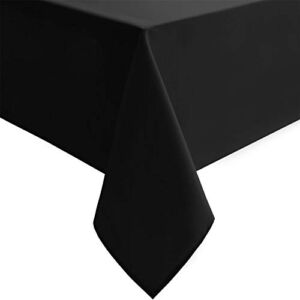 Hiasan Black Rectangle Tablecloth – 54 x 80 Inch – Waterproof & Wrinkle Resistant Washable Fabric Table Cloth for Dining, Party and Outdoor use