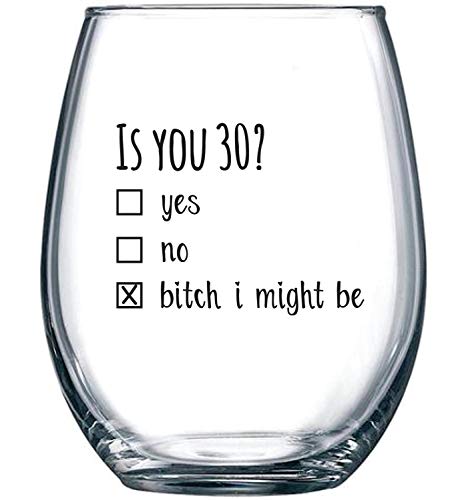 1990 30th Birthday Gift for Women and Men Wine Glass – Funny Is You 30 Gift Idea for Mom Dad Husband Wife – 30 Year Old Party Supplies Decorations for Him, Her – 15oz | The Storepaperoomates Retail Market - Fast Affordable Shopping