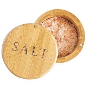 Totally Bamboo Salt Cellar Bamboo Storage Box with Magnetic Swivel Lid, 6 Ounce Capacity, “Salt” Engraved on Lid