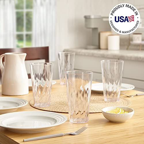 US Acrylic Palmetto 20 ounce Plastic Stackable Water Tumblers in Clear | Lightweight Value Set of 16 Drinking Cups | Reusable, BPA-free, Made in the USA, Top-rack Dishwasher Safe | The Storepaperoomates Retail Market - Fast Affordable Shopping
