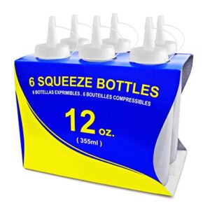New Star Foodservice 26146 Squeeze Bottles, Plastic, 12 oz, Clear, Pack of 6