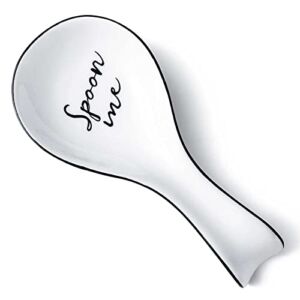 NJCharms Ceramic Spoon Rest for Stove Top, Porcelain Spoon Holder, Large Utensil Rest for Kitchen Counter, Spoon Rest for Spoon, Ladle, Spatula, Modern Farmhouse Kitchen Decor, 1 Pc