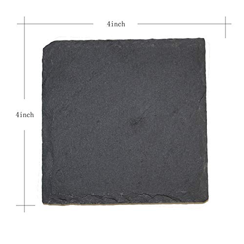 12 Pack 4 x 4 Inch Gorgeous Black Slate Stone Coasters Bulk Square Slate Stone Cup Coaster for Drink Bar Kitchen Home, Handmade Natural Rough Edge, Set of 12 | The Storepaperoomates Retail Market - Fast Affordable Shopping